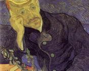 加歇特医生、书和玻璃杯中的花 - 文森特·威廉·梵高